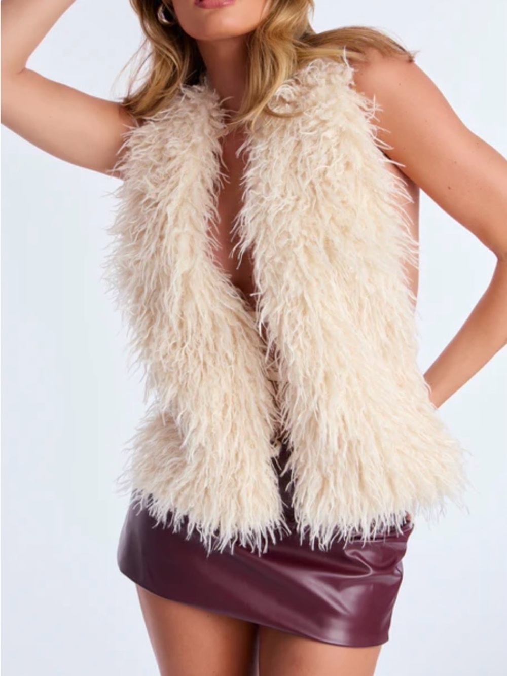 Cream Fuzzy Faux Fur Vest